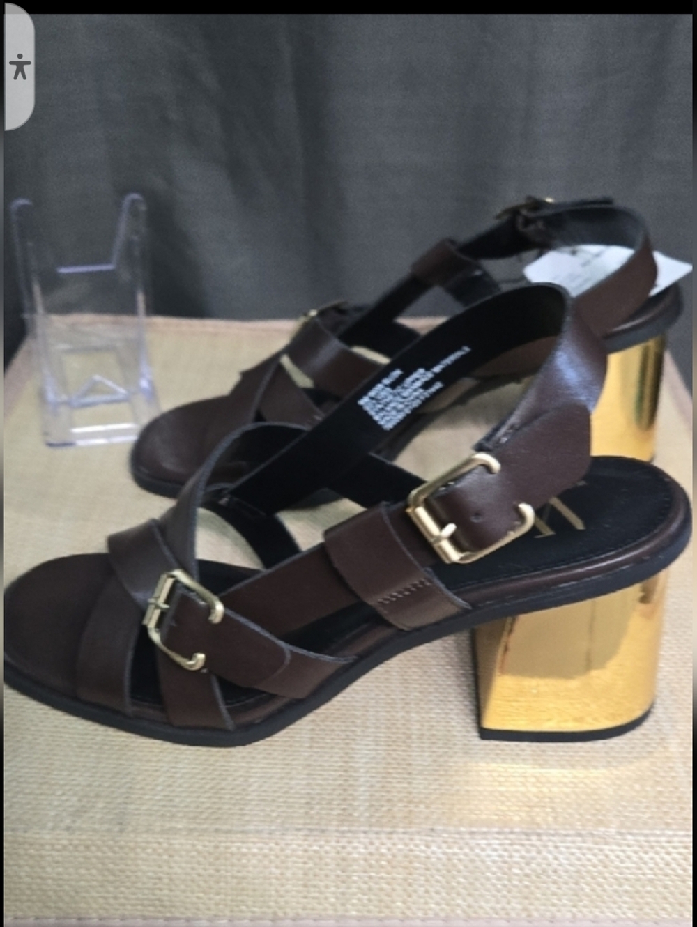 Worthington Dark Brown Leather Strappy Heels